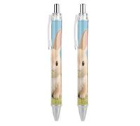RTFGHJS Cute Rabbit 1 Ballpoint Pens Retractable Ball Point Pens Smooth 0.5mm Medium Writing Pen Black Ink Pen for Men Women 2 PCS