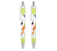 RTFGHJS Cute Rabbit Ballpoint Pens Retractable Ball Point Pens Smooth 0.5mm Medium Writing Pen Black Ink Pen for Men Women 2 PCS