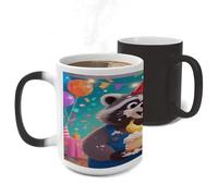 RTFGHJS Cute Raccoon Color Changing Mugs Heat Sensitive Magic Mug 11 Oz Coffee Cup for Office, Ceramic Novelty Tea Mug with Handle for Home, Creative Gifts, Birthday, Anniversary