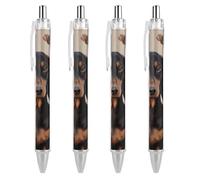 RTFGHJS Dachshund Dog Ballpoint Pens Retractable Ball Point Pens Smooth 0.5mm Medium Writing Pen Black Ink Pen for Men Women 4 PCS