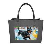 RTFGHJS Doberman Pool Blitz Tote Bags Reusable Shopping Bag Grocery Bag Felt Handbags Storage Bags Dark Gray