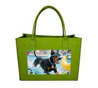 RTFGHJS Doberman Pool Blitz Tote Bags Reusable Shopping Bag Grocery Bag Felt Handbags Storage Bags Light Green
