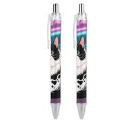 RTFGHJS Domestic Cat Ballpoint Pens Retractable Ball Point Pens Smooth 0.5mm Medium Writing Pen Black Ink Pen for Men Women 2 PCS
