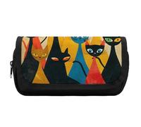 RTFGHJS Double Layer Pencil Case with Front Pocket - A Group of Cats Large Capacity Pen Organizer Aesthetic Holder Box Storage Bag for Office Supplies, Art Pencils, Makeup Brushes