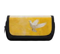 RTFGHJS Double Layer Pencil Case with Front Pocket - A White Dove Flies By Large Capacity Pen Organizer Aesthetic Holder Box Storage Bag for Office Supplies, Art Pencils, Makeup Brushes