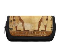 RTFGHJS Double Layer Pencil Case with Front Pocket - Ancient Egyptian Large Capacity Pen Organizer Aesthetic Holder Box Storage Bag for Office Supplies, Art Pencils, Makeup Brushes