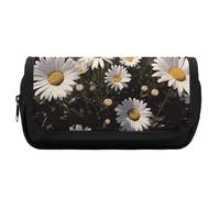RTFGHJS Double Layer Pencil Case with Front Pocket - Beautiful Daisies Large Capacity Pen Organizer Aesthetic Holder Box Storage Bag for Office Supplies, Art Pencils, Makeup Brushes