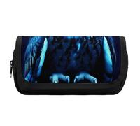 RTFGHJS Double Layer Pencil Case with Front Pocket - Blue Owl Large Capacity Pen Organizer Aesthetic Holder Box Storage Bag for Office Supplies, Art Pencils, Makeup Brushes
