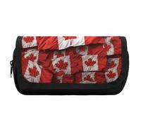 RTFGHJS Double Layer Pencil Case with Front Pocket - Canadian Flag Large Capacity Pen Organizer Aesthetic Holder Box Storage Bag for Office Supplies, Art Pencils, Makeup Brushes