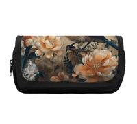 RTFGHJS Double Layer Pencil Case with Front Pocket - Classical Pattern Flowers Large Capacity Pen Organizer Aesthetic Holder Box Storage Bag for Office Supplies, Art Pencils, Makeup Brushes