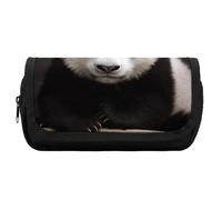 RTFGHJS Double Layer Pencil Case with Front Pocket - Cute Black And White Panda Large Capacity Pen Organizer Aesthetic Holder Box Storage Bag for Office Supplies, Art Pencils, Makeup Brushes