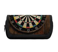 RTFGHJS Double Layer Pencil Case with Front Pocket - Dart Board Large Capacity Pen Organizer Aesthetic Holder Box Storage Bag for Office Supplies, Art Pencils, Makeup Brushes