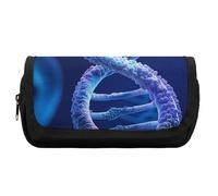 RTFGHJS Double Layer Pencil Case with Front Pocket - DNA Genetic Helix Large Capacity Pen Organizer Aesthetic Holder Box Storage Bag for Office Supplies, Art Pencils, Makeup Brushes