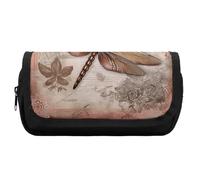 RTFGHJS Double Layer Pencil Case with Front Pocket - Dragonfly Animal Large Capacity Pen Organizer Aesthetic Holder Box Storage Bag for Office Supplies, Art Pencils, Makeup Brushes