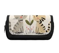 RTFGHJS Double Layer Pencil Case with Front Pocket - Draw Two Cats Large Capacity Pen Organizer Aesthetic Holder Box Storage Bag for Office Supplies, Art Pencils, Makeup Brushes