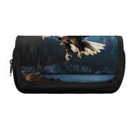 RTFGHJS Double Layer Pencil Case with Front Pocket - Eagle at Hunting Large Capacity Pen Organizer Aesthetic Holder Box Storage Bag for Office Supplies, Art Pencils, Makeup Brushes