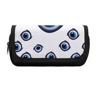 RTFGHJS Double Layer Pencil Case with Front Pocket - Evil Eyes Large Capacity Pen Organizer Aesthetic Holder Box Storage Bag for Office Supplies, Art Pencils, Makeup Brushes