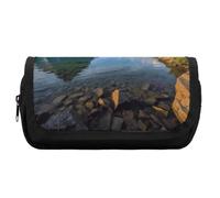 RTFGHJS Double Layer Pencil Case with Front Pocket - Glacier National Park Large Capacity Pen Organizer Aesthetic Holder Box Storage Bag for Office Supplies, Art Pencils, Makeup Brushes