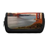RTFGHJS Double Layer Pencil Case with Front Pocket - Golden Gate Bridge Large Capacity Pen Organizer Aesthetic Holder Box Storage Bag for Office Supplies, Art Pencils, Makeup Brushes