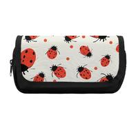 RTFGHJS Double Layer Pencil Case with Front Pocket - Ladybugs Pattern Infinite Speckled Large Capacity Pen Organizer Aesthetic Holder Box Storage Bag for Office Supplies, Art Pencils, Makeup Brushes