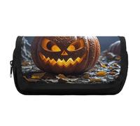 RTFGHJS Double Layer Pencil Case with Front Pocket - Magic Pumpkin Large Capacity Pen Organizer Aesthetic Holder Box Storage Bag for Office Supplies, Art Pencils, Makeup Brushes