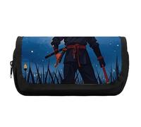 RTFGHJS Double Layer Pencil Case with Front Pocket - Moonlight Watercolor Style Ninja Large Capacity Pen Organizer Aesthetic Holder Box Storage Bag for Office Supplies, Art Pencils, Makeup Brushes