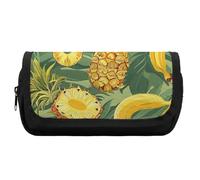 RTFGHJS Double Layer Pencil Case with Front Pocket - Pineapple And Banana Large Capacity Pen Organizer Aesthetic Holder Box Storage Bag for Office Supplies, Art Pencils, Makeup Brushes