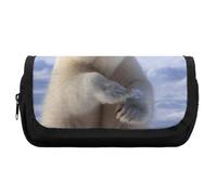 RTFGHJS Double Layer Pencil Case with Front Pocket - Polar Bear Large Capacity Pen Organizer Aesthetic Holder Box Storage Bag for Office Supplies, Art Pencils, Makeup Brushes