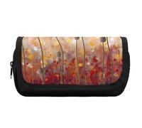 RTFGHJS Double Layer Pencil Case with Front Pocket - Red Poppy Flowers Large Capacity Pen Organizer Aesthetic Holder Box Storage Bag for Office Supplies, Art Pencils, Makeup Brushes