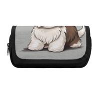 RTFGHJS Double Layer Pencil Case with Front Pocket - Shih Tzu Dog Large Capacity Pen Organizer Aesthetic Holder Box Storage Bag for Office Supplies, Art Pencils, Makeup Brushes