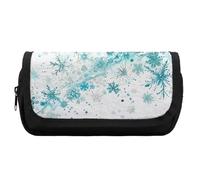 RTFGHJS Double Layer Pencil Case with Front Pocket - Snowflakes And Glitter Large Capacity Pen Organizer Aesthetic Holder Box Storage Bag for Office Supplies, Art Pencils, Makeup Brushes