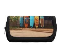 RTFGHJS Double Layer Pencil Case with Front Pocket - Surf's Up Surfboard Large Capacity Pen Organizer Aesthetic Holder Box Storage Bag for Office Supplies, Art Pencils, Makeup Brushes