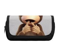 RTFGHJS Double Layer Pencil Case with Front Pocket - The Silent Monkey Large Capacity Pen Organizer Aesthetic Holder Box Storage Bag for Office Supplies, Art Pencils, Makeup Brushes