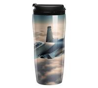 RTFGHJS Double Wall Vacuum Coffee Cup - Aircraft Fighter Jets Reusable Plastic Travel Mug with Lid, 350ml Insulated Tumbler for Hot & Cold Drinks, Portable Coffee Mug for Car Office Use