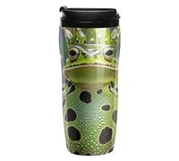 RTFGHJS Double Wall Vacuum Coffee Cup - Crown Frog Reusable Plastic Travel Mug with Lid, 350ml Insulated Tumbler for Hot & Cold Drinks, Portable Coffee Mug for Car Office Use