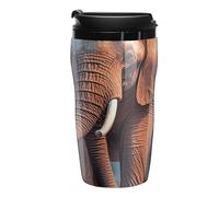 RTFGHJS Double Wall Vacuum Coffee Cup - Elephants Red Reusable Plastic Travel Mug with Lid, 250ml Insulated Tumbler for Hot & Cold Drinks, Portable Coffee Mug for Car Office Use
