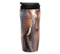 RTFGHJS Double Wall Vacuum Coffee Cup - Elephants Red Reusable Plastic Travel Mug with Lid, 350ml Insulated Tumbler for Hot & Cold Drinks, Portable Coffee Mug for Car Office Use