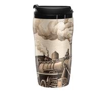 RTFGHJS Double Wall Vacuum Coffee Cup - Etching Train Reusable Plastic Travel Mug with Lid, 250ml Insulated Tumbler for Hot & Cold Drinks, Portable Coffee Mug for Car Office Use