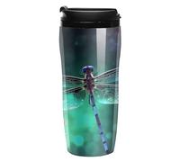 RTFGHJS Double Wall Vacuum Coffee Cup - Galaxy Animal Dragonfly Reusable Plastic Travel Mug with Lid, 350ml Insulated Tumbler for Hot & Cold Drinks, Portable Coffee Mug for Car Office Use