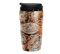 RTFGHJS Double Wall Vacuum Coffee Cup - Jewelry Feast Reusable Plastic Travel Mug with Lid, 250ml Insulated Tumbler for Hot & Cold Drinks, Portable Coffee Mug for Car Office Use