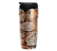 RTFGHJS Double Wall Vacuum Coffee Cup - Jewelry Feast Reusable Plastic Travel Mug with Lid, 350ml Insulated Tumbler for Hot & Cold Drinks, Portable Coffee Mug for Car Office Use