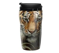 RTFGHJS Double Wall Vacuum Coffee Cup - Jungle Tiger Reusable Plastic Travel Mug with Lid, 250ml Insulated Tumbler for Hot & Cold Drinks, Portable Coffee Mug for Car Office Use