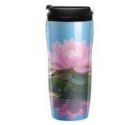 RTFGHJS Double Wall Vacuum Coffee Cup - Lake Floating Reusable Plastic Travel Mug with Lid, 350ml Insulated Tumbler for Hot & Cold Drinks, Portable Coffee Mug for Car Office Use