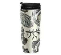 RTFGHJS Double Wall Vacuum Coffee Cup - Oysters And Shells Reusable Plastic Travel Mug with Lid, 350ml Insulated Tumbler for Hot & Cold Drinks, Portable Coffee Mug for Car Office Use