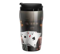 RTFGHJS Double Wall Vacuum Coffee Cup - Poker Tournament Reusable Plastic Travel Mug with Lid, 250ml Insulated Tumbler for Hot & Cold Drinks, Portable Coffee Mug for Car Office Use
