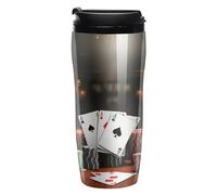 RTFGHJS Double Wall Vacuum Coffee Cup - Poker Tournament Reusable Plastic Travel Mug with Lid, 350ml Insulated Tumbler for Hot & Cold Drinks, Portable Coffee Mug for Car Office Use