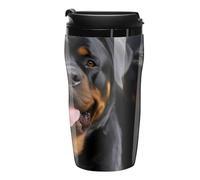 RTFGHJS Double Wall Vacuum Coffee Cup - Rottweiler Wallpaper Reusable Plastic Travel Mug with Lid, 250ml Insulated Tumbler for Hot & Cold Drinks, Portable Coffee Mug for Car Office Use