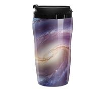 RTFGHJS Double Wall Vacuum Coffee Cup - Spiral Galaxy Reusable Plastic Travel Mug with Lid, 250ml Insulated Tumbler for Hot & Cold Drinks, Portable Coffee Mug for Car Office Use