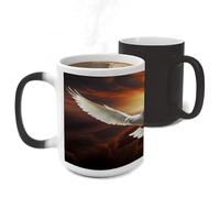 RTFGHJS Dove Sun Art Color Changing Mugs Heat Sensitive Magic Mug 11 Oz Coffee Cup for Office, Ceramic Novelty Tea Mug with Handle for Home, Creative Gifts, Birthday, Anniversary