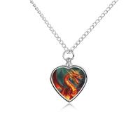 RTFGHJS Dragon King in Fire Urn Necklace for Ashes Personalized Cremation Jewelry Heart Pendant Keepsake Jewelry for Dog Cat Sympathy Gift for Pets Lovers